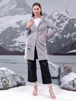 KOTTY - Women's Grey Relaxed Fit Overcoat