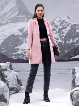 KOTTY - Women's Pink Relaxed Fit Overcoat