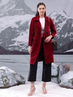 KOTTY - Women's Longline Double-Breasted Classic and Timeless Elegance Overcoat