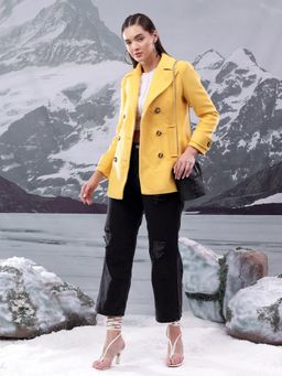 KOTTY - Women's Longline Double-Breasted Classic and Timeless Elegance Overcoat