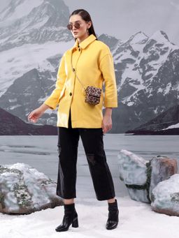 KOTTY - Women's Yellow Longline Overcoat Chic and Flattering Fit