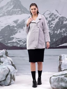 KOTTY - Women's Double-Breasted Solid Long Overcoat