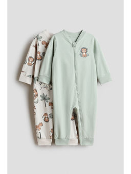 H&M - Kids Multi-Color 2-Pack Cotton Sleepsuits