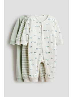 H&M - Kids Multi-Color 3-Pack Cotton Sleepsuits