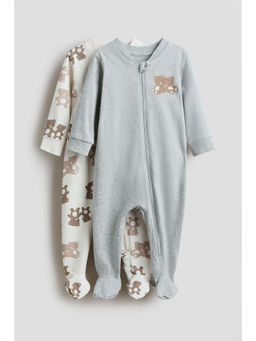 H&M - Kids Multi-Color 2-Pack Zip-Up Sleepsuits