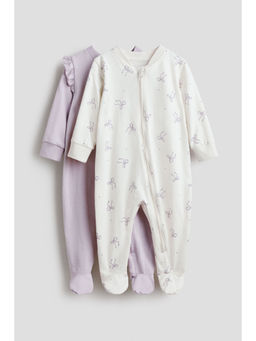 H&M - Kids Multi-Color 2-Pack Zip-Up Sleepsuits