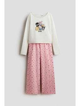 H&M - Girls Pink Printed Jersey T-Shirt & Pyjama