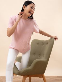 Twenty Dresses by Nykaa Fashion - Basics Oversized Love Dusky Pink T-shirt