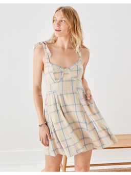 American Eagle - Women Multi-Colored Plaid Corset Mini Dress