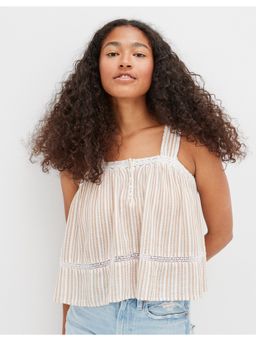 American Eagle - Women Beige Babydoll Top