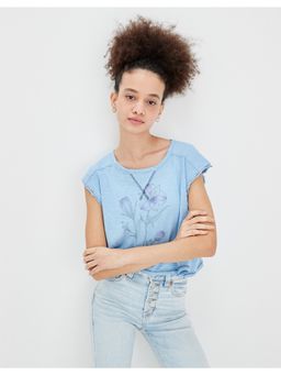 American Eagle - Women Blue Printed Muscle Top
