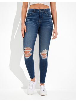 American Eagle - Women Blue Dream Ripped High Waisted Jeans