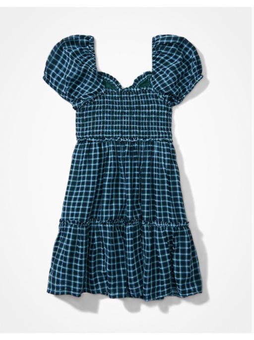 ae plaid babydoll mini dress AE Plaid Babydoll Mini Dress