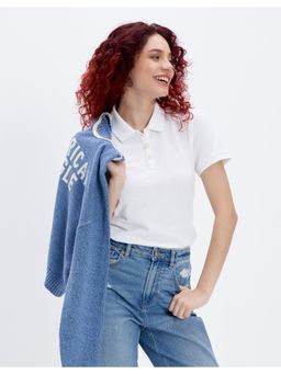 American Eagle - Women White Polo T-shirt