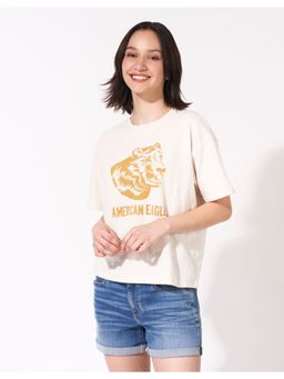 American Eagle - Women Off White Graphic Tee