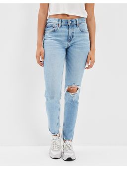 American Eagle - Women Blue Stretch Ripped 90s Skinny Jeans
