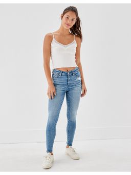 American Eagle - Women Blue Ne(x)t Level Ripped High V-Rise Jeans