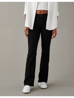 American Eagle - Women Black Next Level Mid-Rise Straight Jean