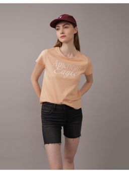 American Eagle - Women Orange Crew Neck T-Shirt