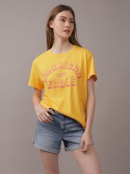 American Eagle - Women Yellow Short Sleeve Graphic Tee