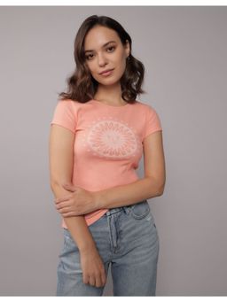 American Eagle - Women Peach Short Sleeve Graphic Tee