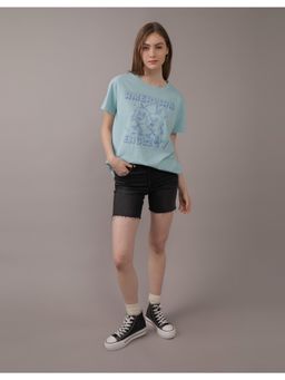 American Eagle - Women Blue Short Sleeve Graphic Tee