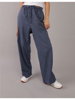 American Eagle - Women Blue High-Waisted Wide-Leg Pull-On Pant