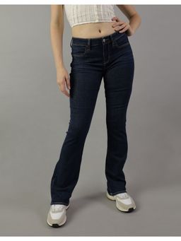 American Eagle - Women Navy Next Level Low-Rise Kick Bootcut Jeans