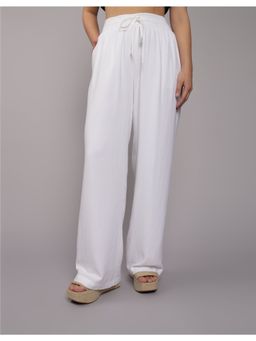 American Eagle - Women Blended Fabric Solid Regular Fit White Trouser