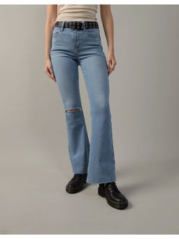 American Eagle - Women Blue Super High-Waisted Bootcut Jeans