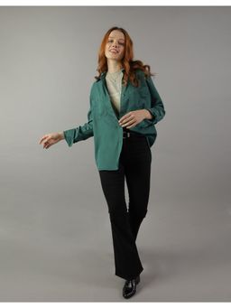 American Eagle - Women Green Long Sleeve Button Up Shirt