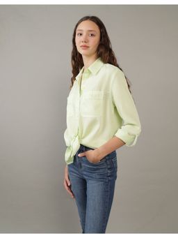 American Eagle - Women Green Long Sleeve Button Up Shirt