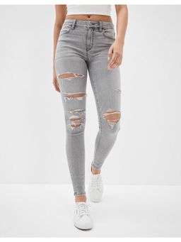 American Eagle - Women Grey Ne(X)T Level Ripped High-Waisted Jeggings