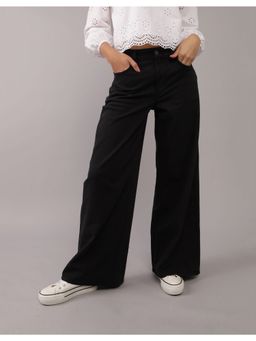American Eagle - Women Black Stretch Ultra Wide-Leg Super High-Waisted Pant