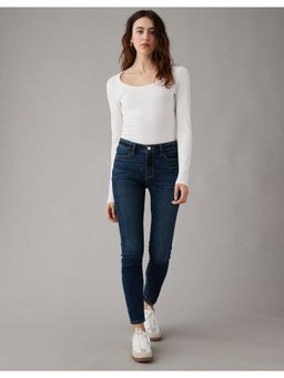 American Eagle - Navy Blue Solid Skinny Fit Jeans