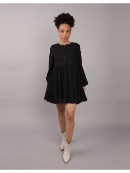 American Eagle - Women Black Long-Sleeve Flowy Babydoll Mini Dress