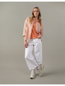 American Eagle - Women Peach Checks Shirt