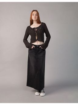 American Eagle - Black Self Design Fitted Fit Cardigan