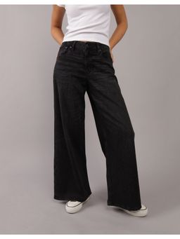 American Eagle - Women Black Stretch Super High-Waisted Ultra Wide-Leg Jeans