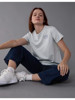 American Eagle - Women Light Blue Solid T-Shirt