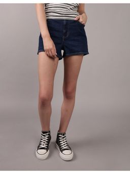 American Eagle - Women Navy Blue Cotton Blend Solid Shorts