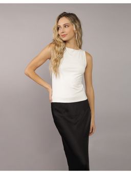 American Eagle - Women White Boat Neck Tank Top