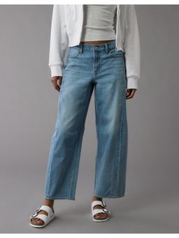 American Eagle - Women Blue Barrel Wide Leg Jeans