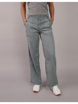 American Eagle - Women Grey Dreamy Drape Mid-Waisted Wide-Leg Jeans