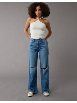 American Eagle - Women Blue Solid Loose Fit Jeans