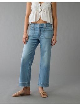 American Eagle - Womens Blue Stretch High Waist Stovepipe Crop Jeans