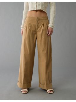 American Eagle - Women Brown Mid-Waisted Poplin Trouser