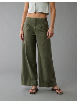 American Eagle - Women Green Mid-Waisted Poplin Trouser