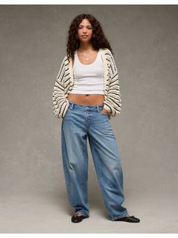 American Eagle - Women's Black Woven Crochet Cardigan