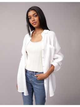 American Eagle - Women White Go Big Oversized Shirt